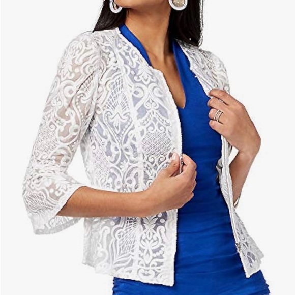 INC International Concepts Jackets & Blazers - INC International Concepts White Lace Open-Front Blazer